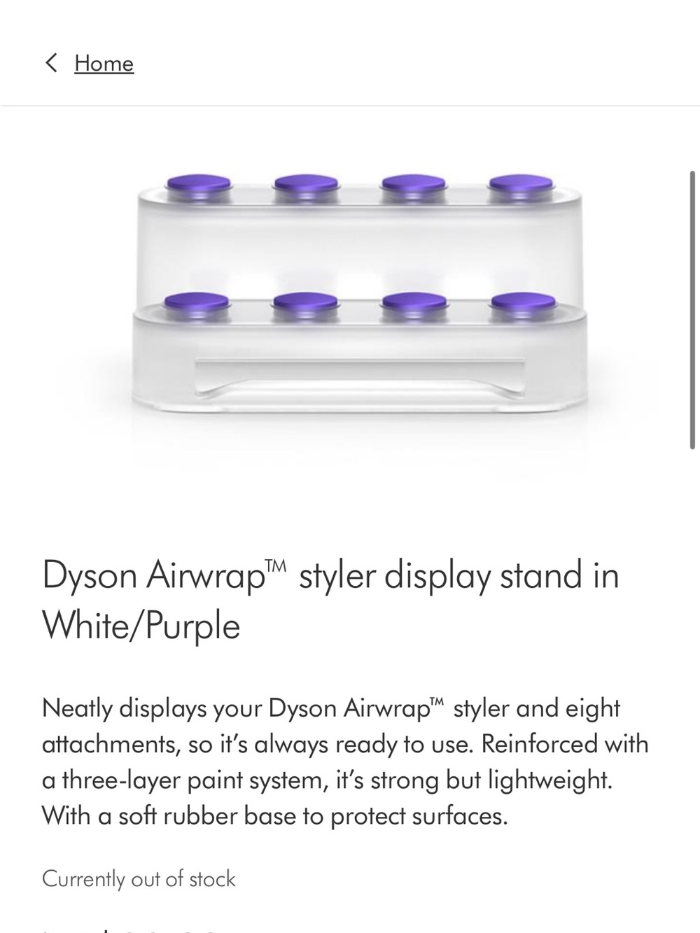 Dyson Airwrap Organizer Stand in White and Purple